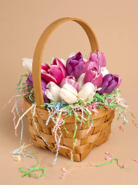 Basket of Tulips - 40 Beautiful DIY Easter Centerpieces to Dress Up Your Dinner Table