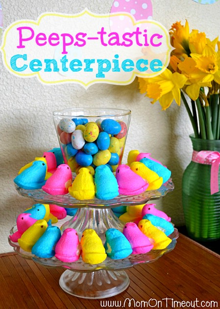 Colorful Peeps Centerpiece - 40 Beautiful DIY Easter Centerpieces to Dress Up Your Dinner Table