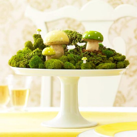 Green Mushroom Centerpiece - 40 Beautiful DIY Easter Centerpieces to Dress Up Your Dinner Table