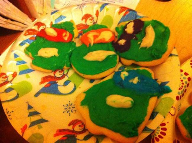 One of the worst decorating jobs ever. Now they look like mutant cookies, or maybe that