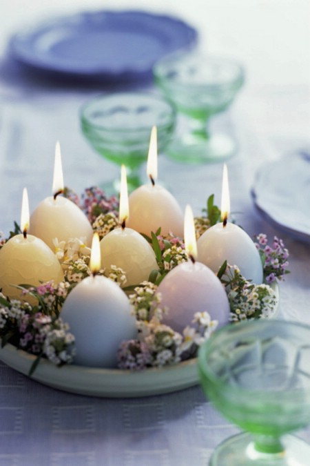 Egg Candles - 40 Beautiful DIY Easter Centerpieces to Dress Up Your Dinner Table
