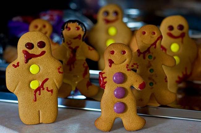 Risen from the grave, these gingerbread men would like some of your delicious flesh.