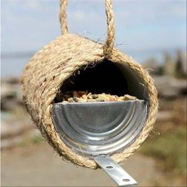 4.) Old cans can make great bird feeders.