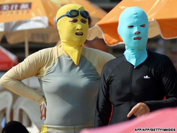 8.) Facekini: Facekini is a bikini for your face. It safeguards you against harmful UV rays and you may provide nightmares to innocent children.