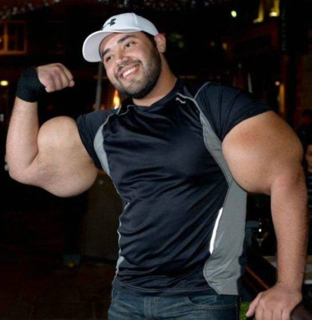 Amateur body-builder Moustafa Ismail has the largest biceps in the world at 31-inches.