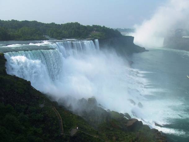 The largest waterfall in the world is the Inga Falls in the Democratic Republic of Congo. It moves nearly 10 times the amount of water as the Niagara Falls.