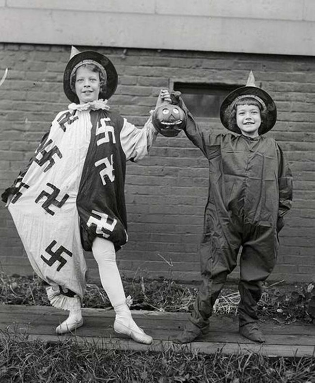 Kids dressed up for a Halloween party in 1918.