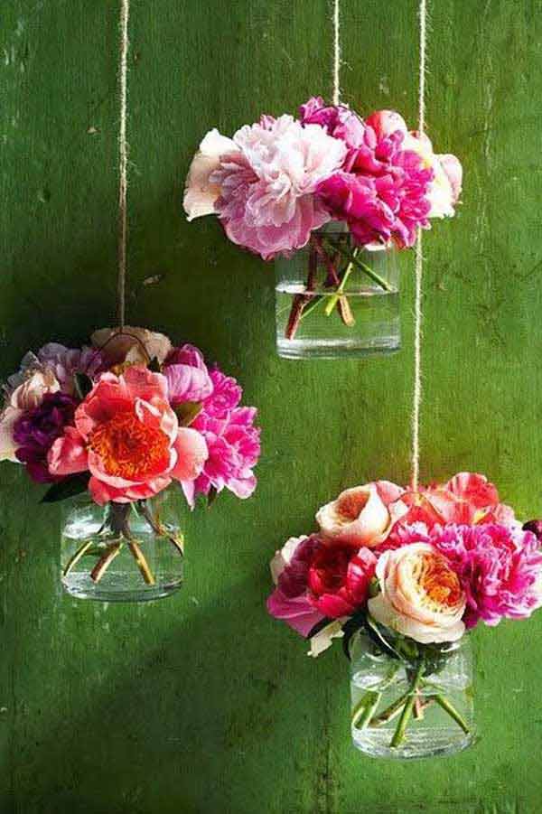 flowers and mason containers