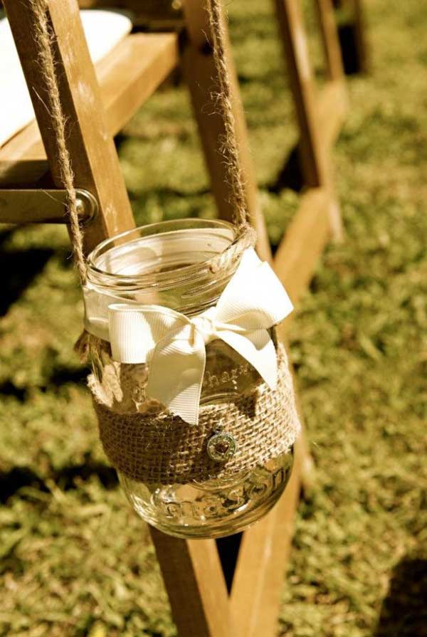 burlap wrapped mason containers