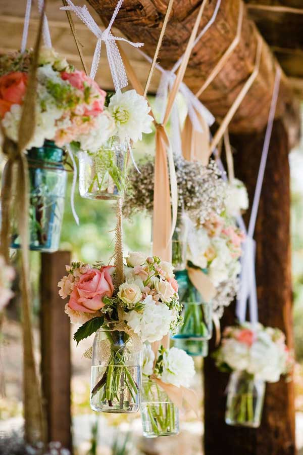 mason container wedding ceremony decor