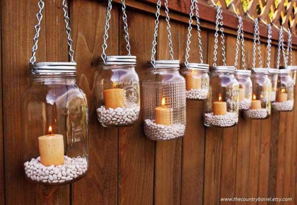 mason jars with candles