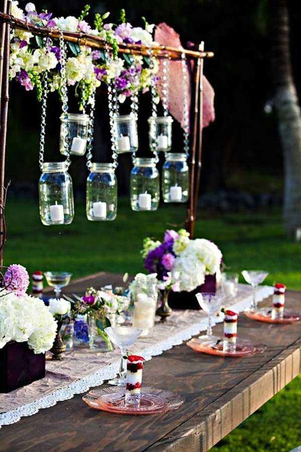 hanging mason jars centerpiece